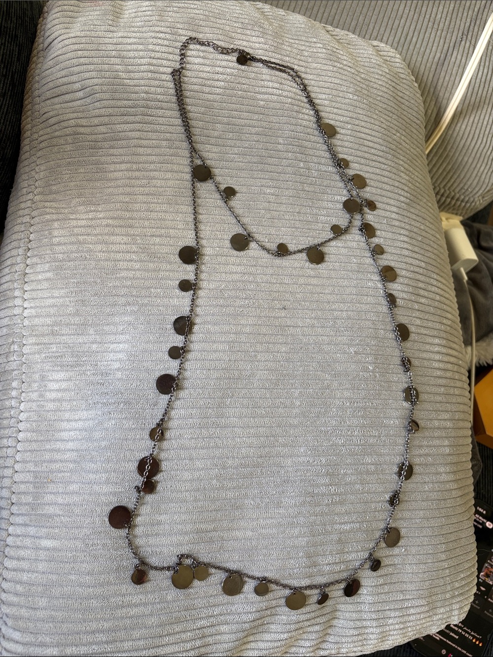 Unbranded Necklace Women OS Black Good Station Long Layering Disc Charm Link